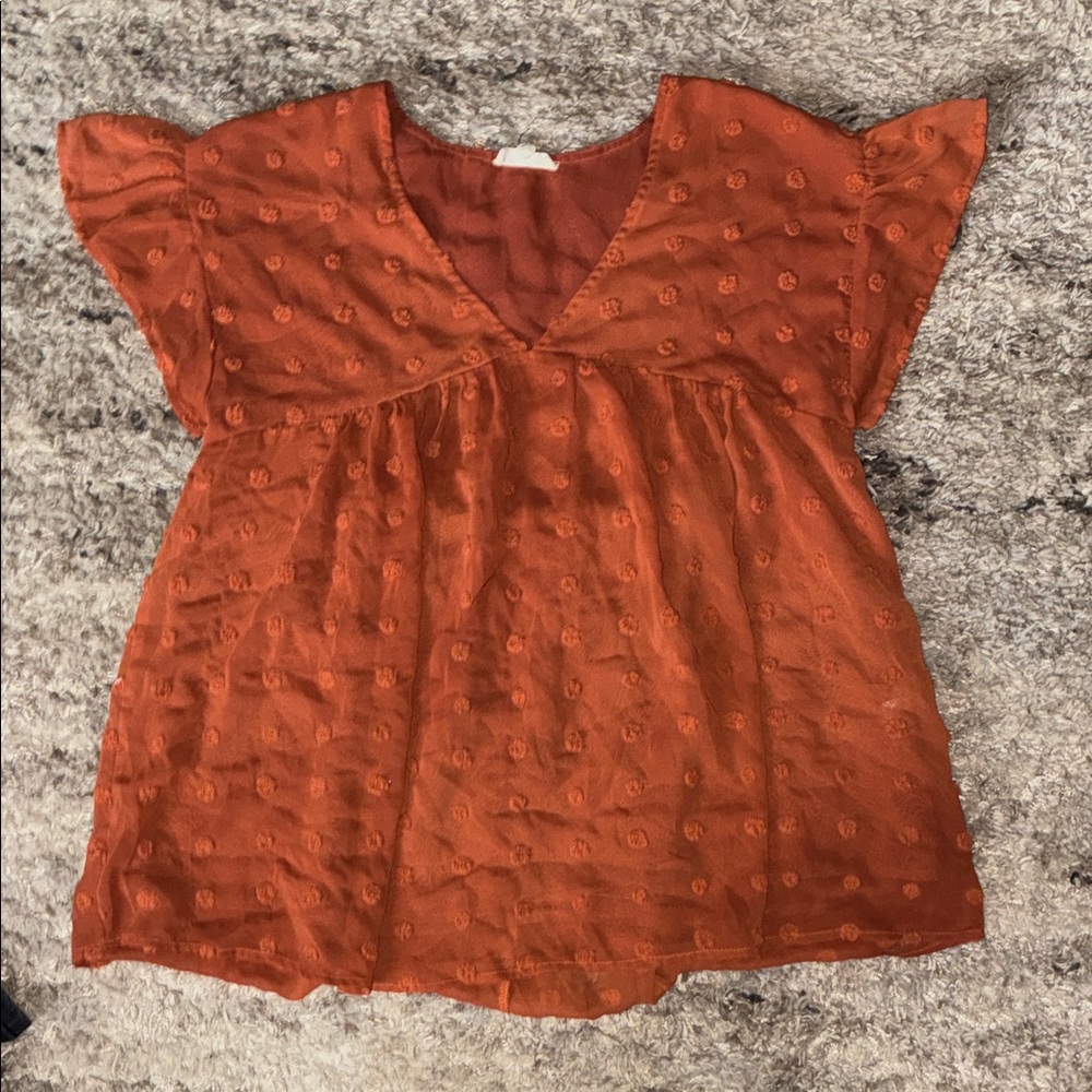 Rust Orange tufted dot Women's Top
